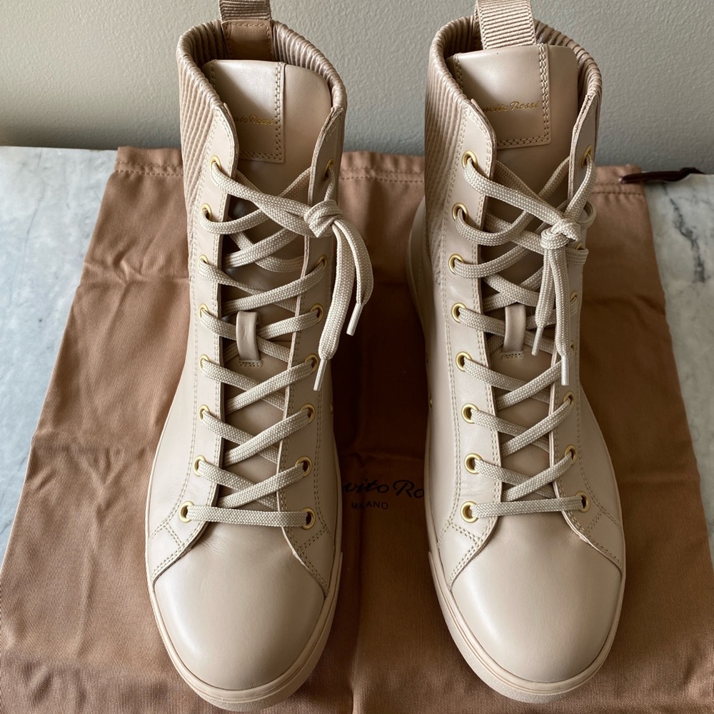 NIB Gianvito Rossi Martis Beige High-Top Sneakers